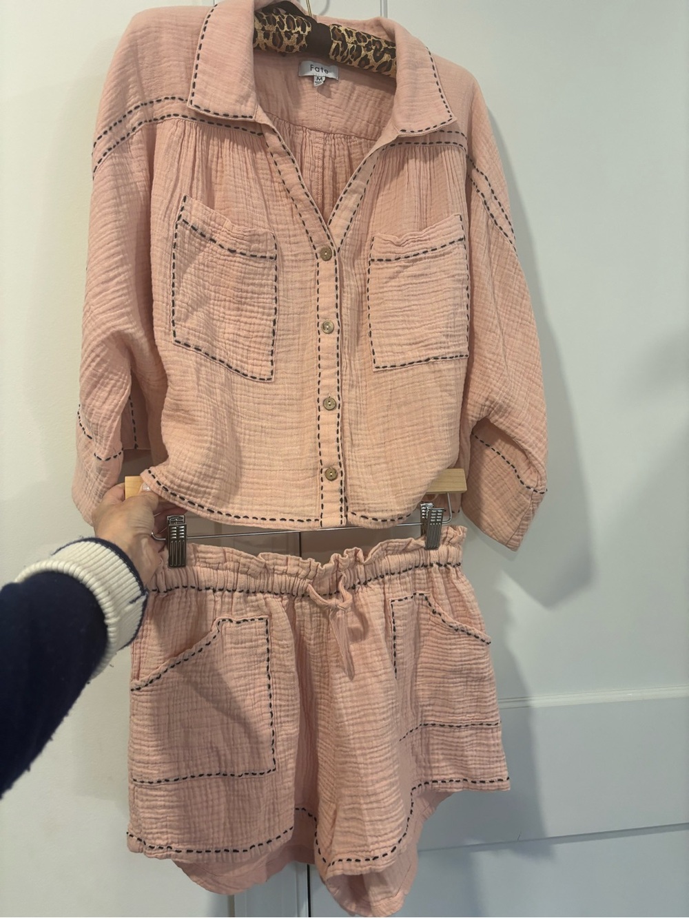 Fate Blush Pink Gauze Button-Up Set